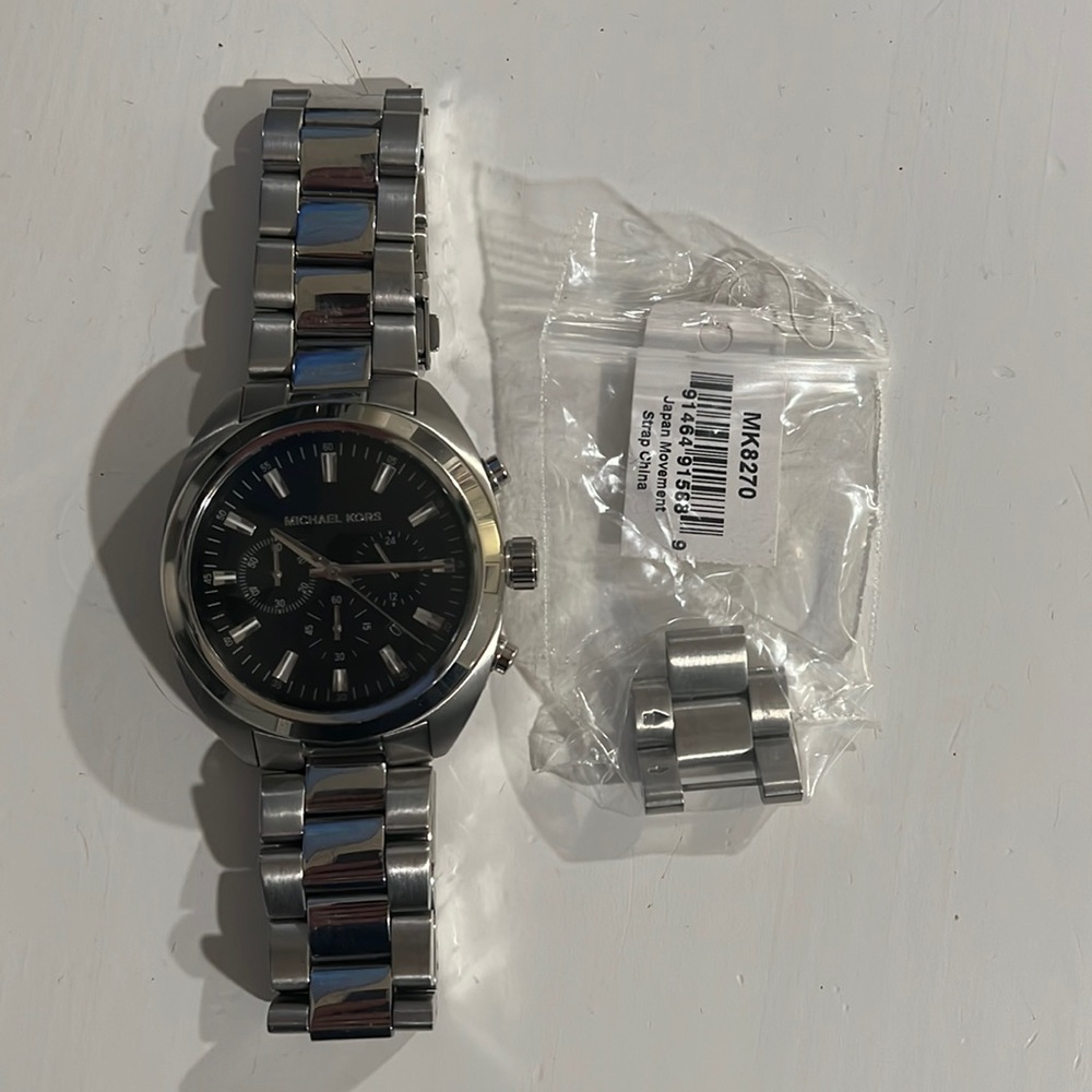 Michael Kors Black & Silver Stainless Steel Watch. Barely worn!